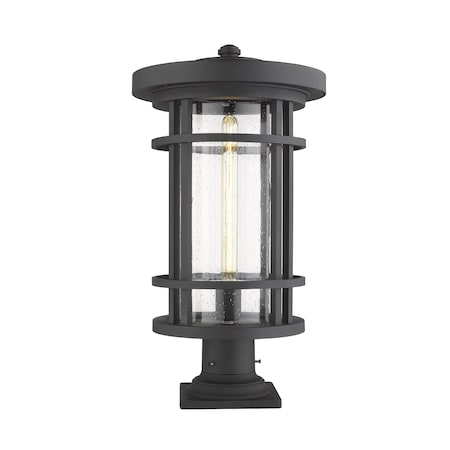 Z-Lite Jordan 1 Light Outdoor Pier Mounted Fixture, Black And Clear Seedy 570PHXL-533PM-BK